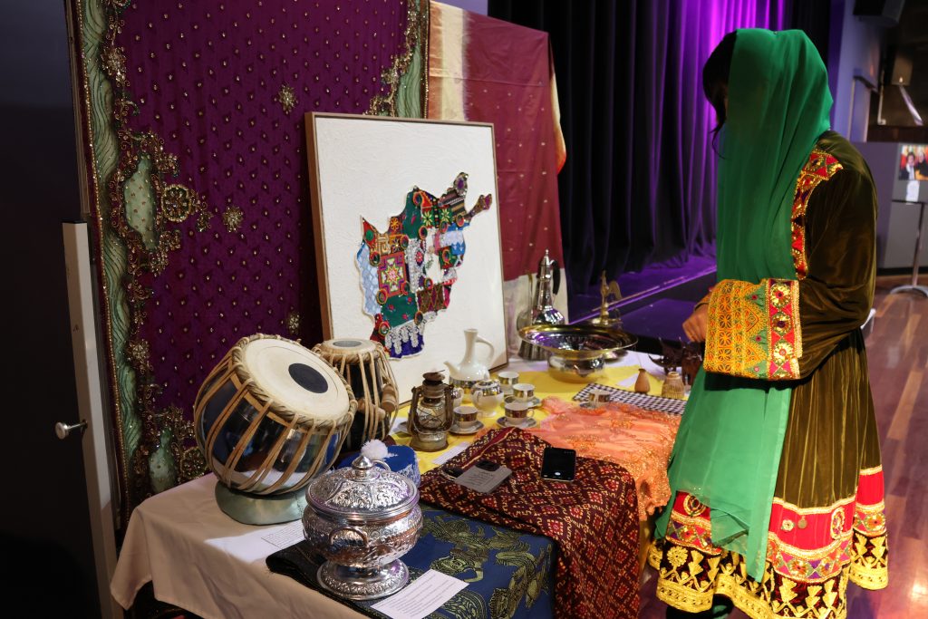 An Afghan cultural stall set up
